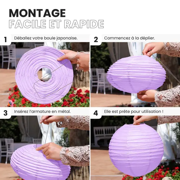 Lot de 12 Boules Japonaises Parme 50 cm - SkyLantern.fr