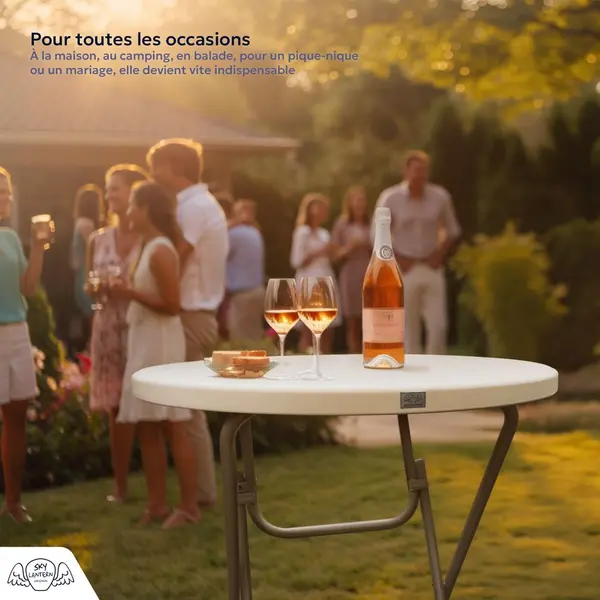 Table Haute Mange Debout Pliante H.110cm x D.80cm - SkyLantern.fr