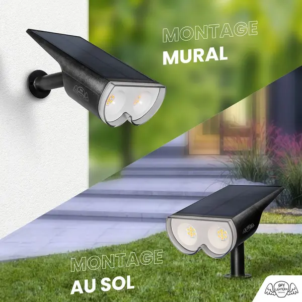 Spot LED Extérieur IP65 Solaires Puissant 300 lm x4