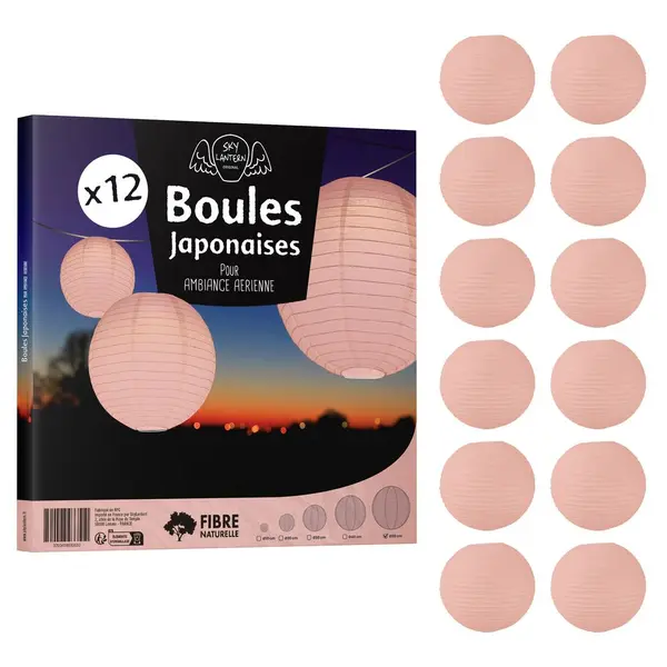 Lot de 12 Boules Japonaises Peche 50 cm - SkyLantern.fr