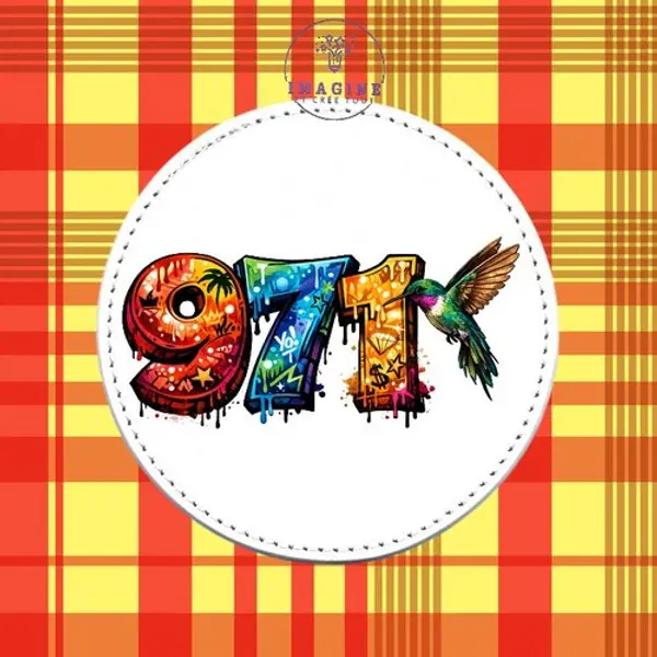 Sous verre en cuir - sublimation - impression infusible ink - 971 - guadeloupe - graffitis - gwada