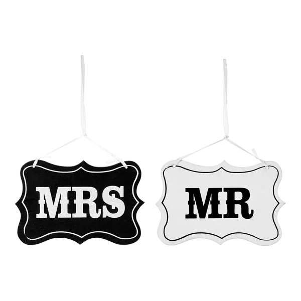 Panneaux Mr and Mrs Noir et Blanc 14,5cm - SkyLantern.fr