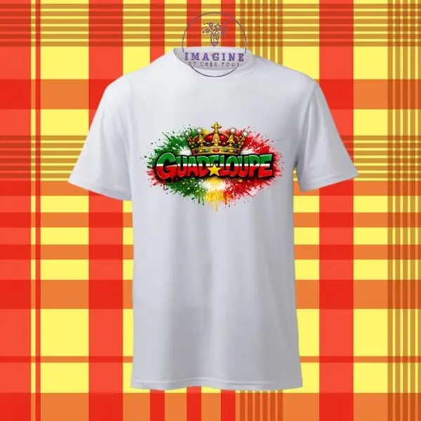 T-shirt personnalisé pour homme - ras du cou - sublimation - impression infusible ink - guadeloupe - 971 - gwada - multicolores