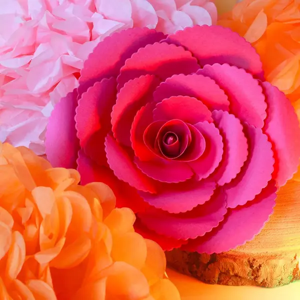 Fleur En Papier Rose Ancienne Fuchsia 30 cm - SkyLantern.fr