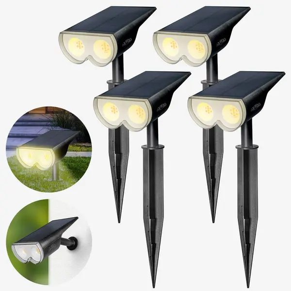 Spot LED Extérieur IP65 Solaires Puissant 300 lm x4