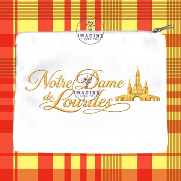 Trousse l - maquillage - sublimation - impression infusible ink - vierge - lourdes - basilique - grotte - eau