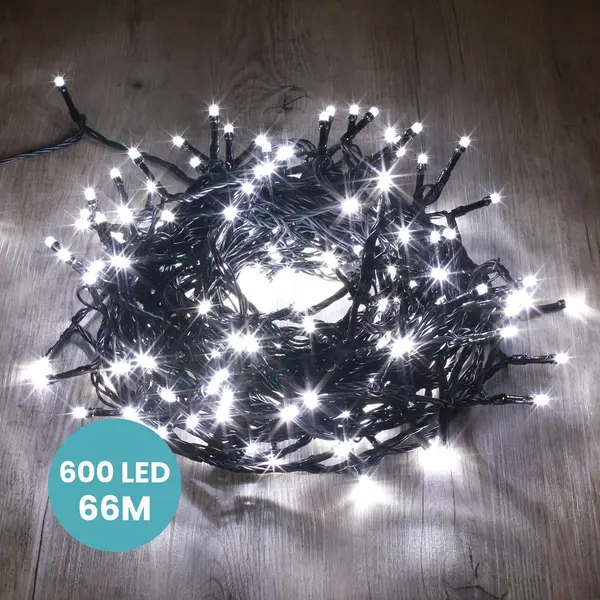 Guirlande Lumineuse Blanc Froid 66M Câble Noir - SkyLantern.fr