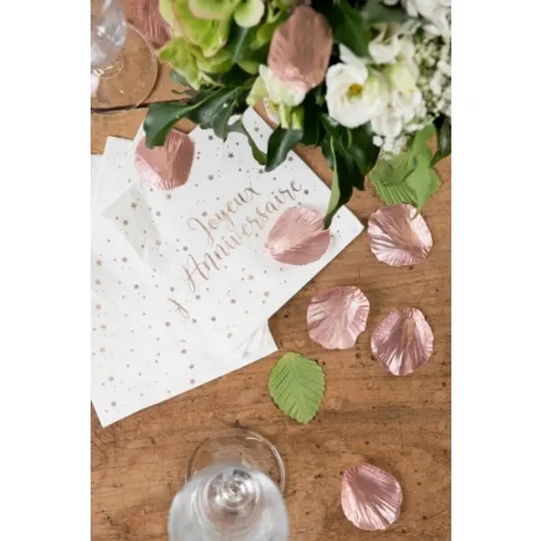 20 serviettes Joyeux Anniversaire métallisé - Rose gold