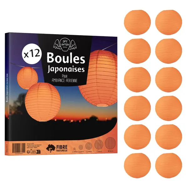 Lot de 12 Boules Japonaises Corail 50 cm - SkyLantern.fr
