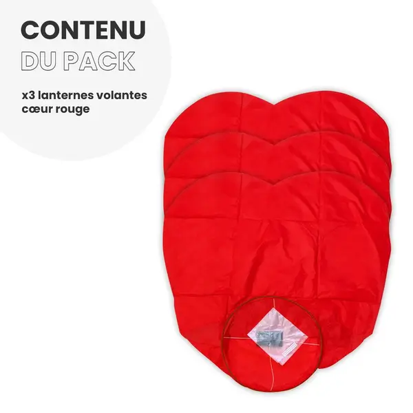 Lot de 3 lanternes coeur - Mariage - Skylantern.fr