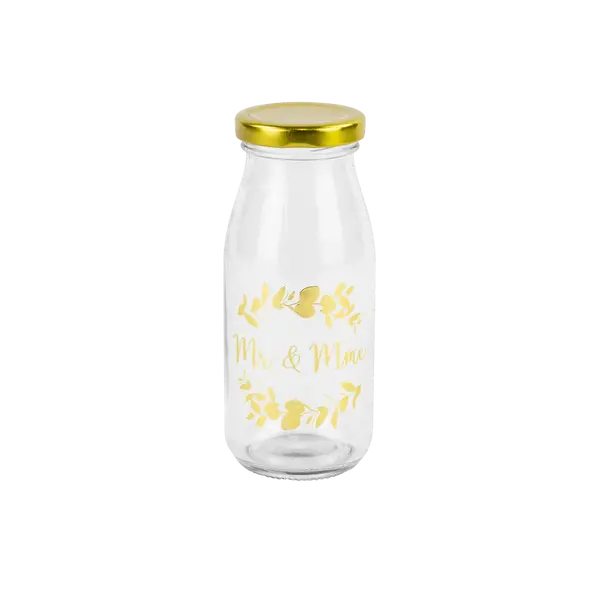 Mini Bouteille Verre Mr Mme Or 14 cm - SkyLantern.fr