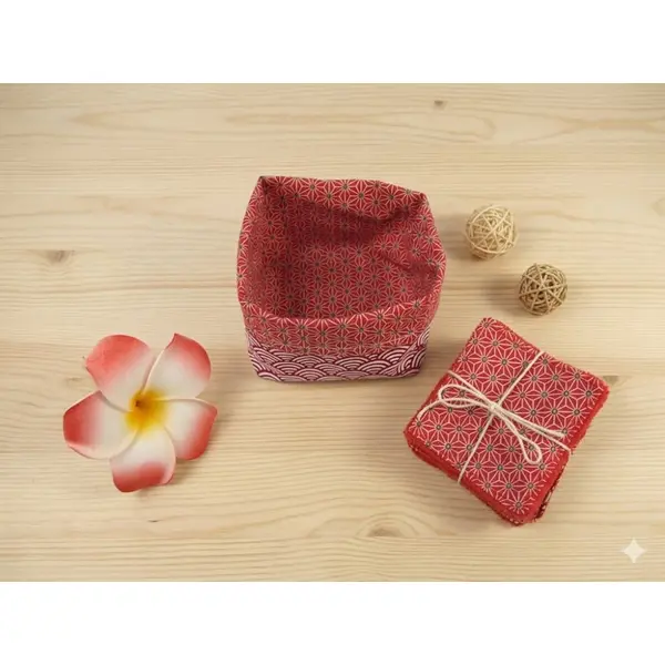 10 lingettes en coton et éponge de bambou + son panier de rangement