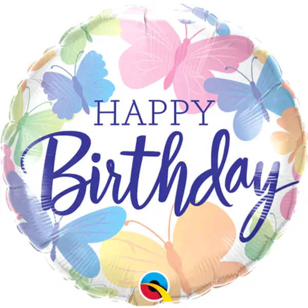 Ballon aluminium Birthday papillons - 45cm
