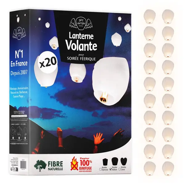 Lanternes Chinoises Papier Blanc X20 - Skylantern.Fr