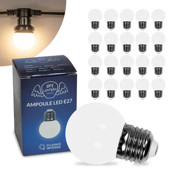 Lot 20 ampoules pour guirlandes guinguettes led e27 pas cher