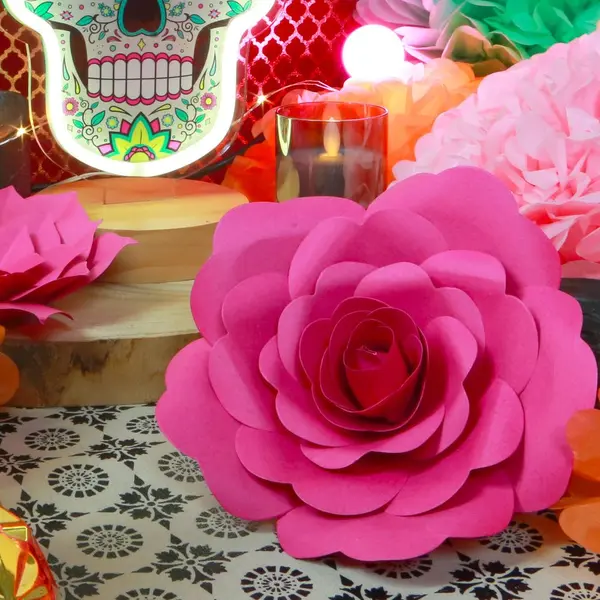 Fleur En Papier Rose Fuchsia 30 cm - SkyLantern.fr