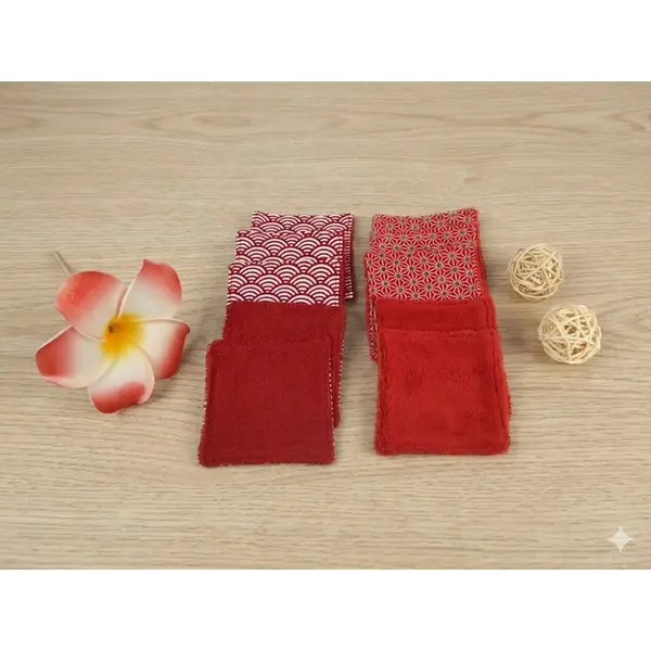 10 lingettes en coton et éponge de bambou + son panier de rangement