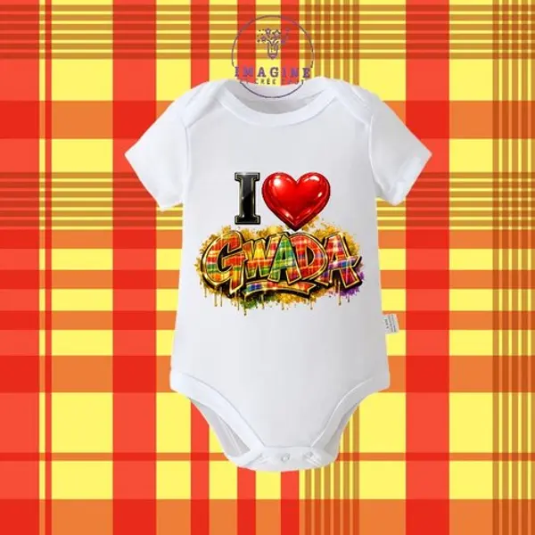 Body - bébé - baby - sublimation - impression infusible ink - i love gwada - cœur - madras