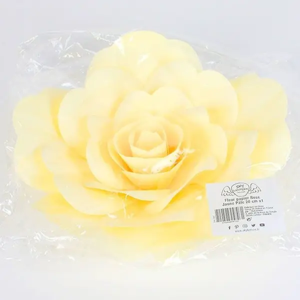 Fleur En Papier Rose Jaune Pâle 20 cm - SkyLantern.fr