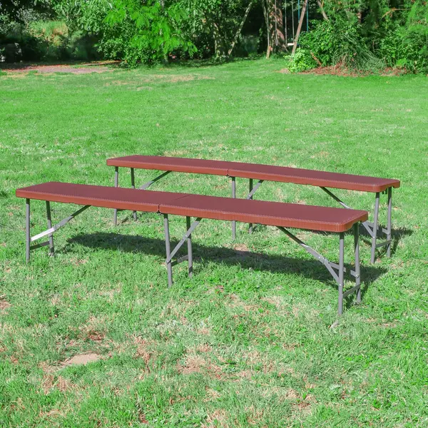 Lot de 2 Bancs Pliables Marron - SkyLantern.fr