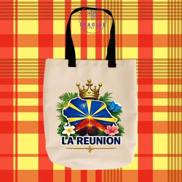 Tote bag taille m - sublimation - impression infusible ink - île de la réunion - 974 - paille en queue