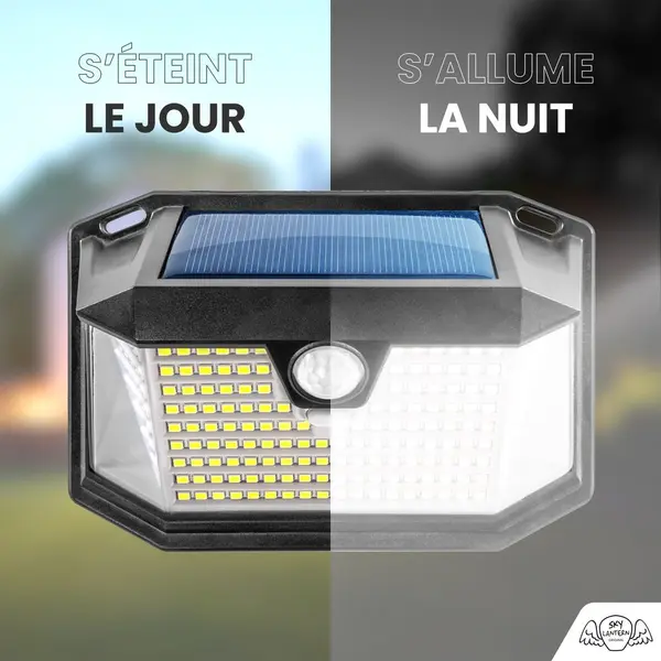 Pack 8 Appliques Murales Solaires 202 LEDs - Skylantern.fr