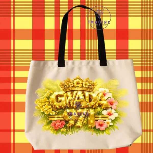 Tote bag taille l - sublimation - impression infusible ink - gwada, guadeloupe, 971