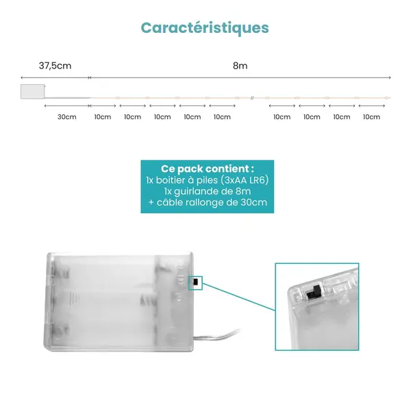 Guirlande Micro Led Cuivre 80 Leds Blanc Chaud - SkyLantern.fr