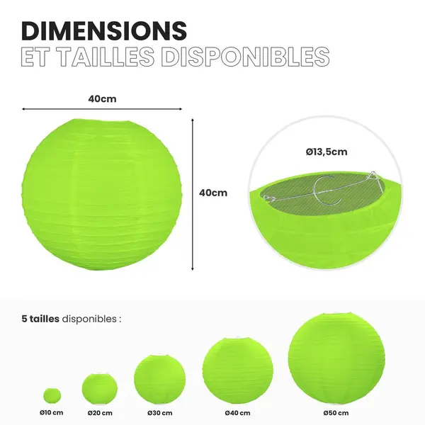 Boule De Papier Deco Vert 40 Cm - Skylantern.Fr