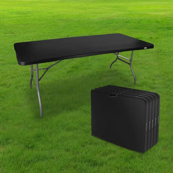 Lot de 5 Tables de Jardin Pliantes 180 x 74 cm Noir - SkyLantern