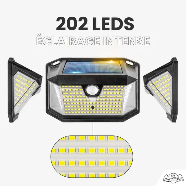 Pack 8 Appliques Murales Solaires 202 LEDs - Skylantern.fr