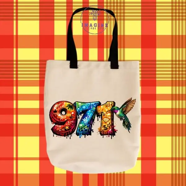 Tote bag taille m - sublimation - impression infusible ink - 971 - guadeloupe - graffitis - gwada