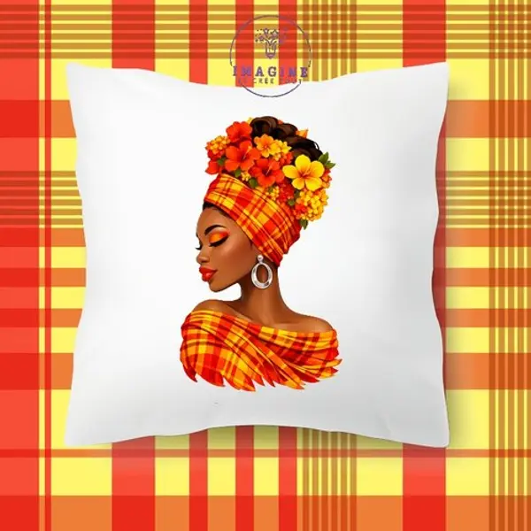 Taie personnalisée - lit - sommeil - sublimation - impression infusible ink - silhouette - tête - fleurs - madras
