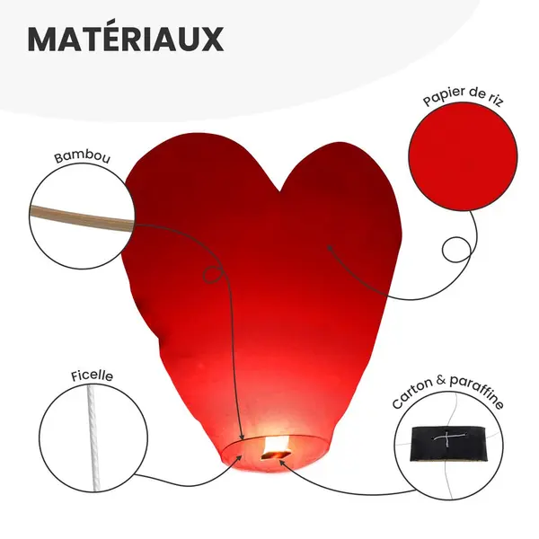 Lot de 3 lanternes coeur - Mariage - Skylantern.fr