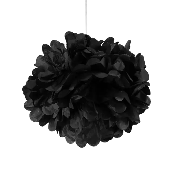 Pompon En Papier Noir 30 cm x2 - SkyLantern.fr