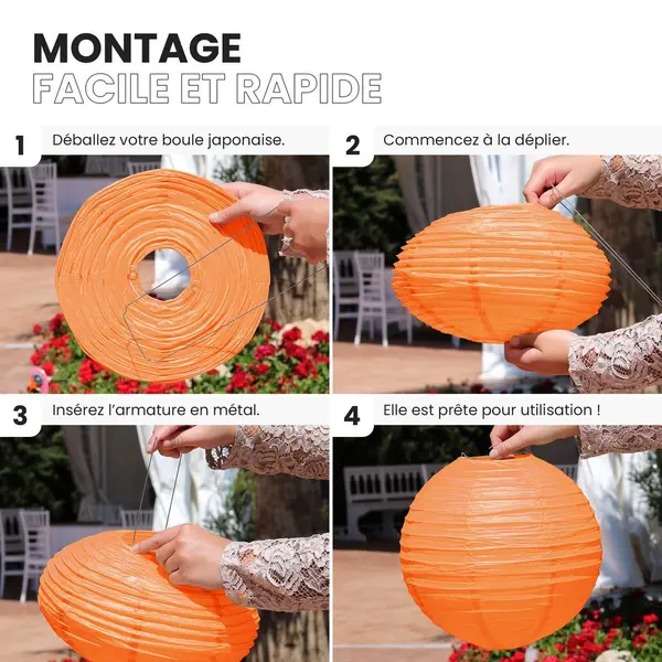 Lot de 12 Boules Japonaises Corail 50 cm - SkyLantern.fr