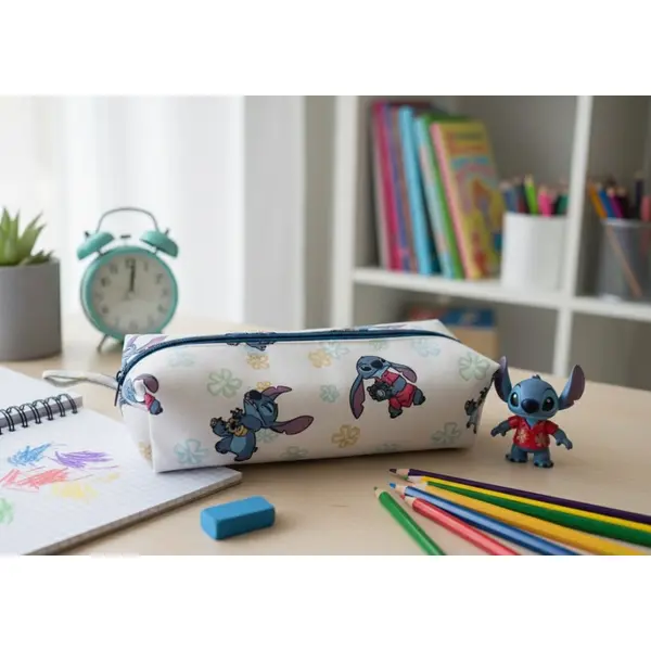 Trousse enfant double entoilage motifs stitch