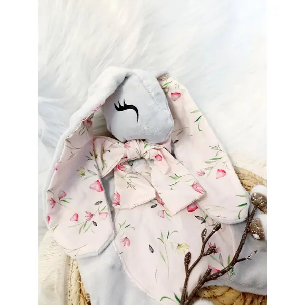 Doudou petit lapin gris clair
