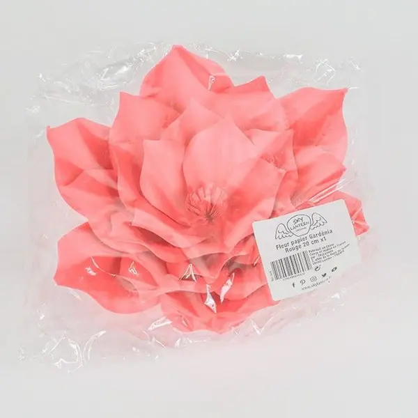 Fleur En Papier Gardénia Rouge 20 cm - SkyLantern.fr