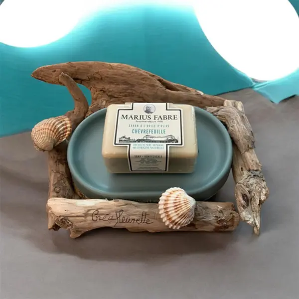 Porte savon naturel, en bois flotté et coupelle