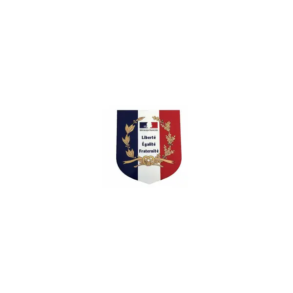 Ecusson porte drapeaux "liberté, égalité, fraternité"