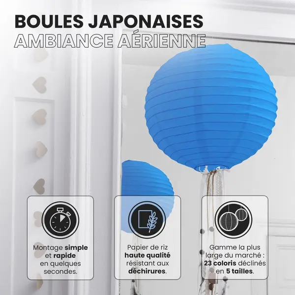 Suspension Boule Papier Couleur Bleu Roi 40 Cm - Skylantern.Fr
