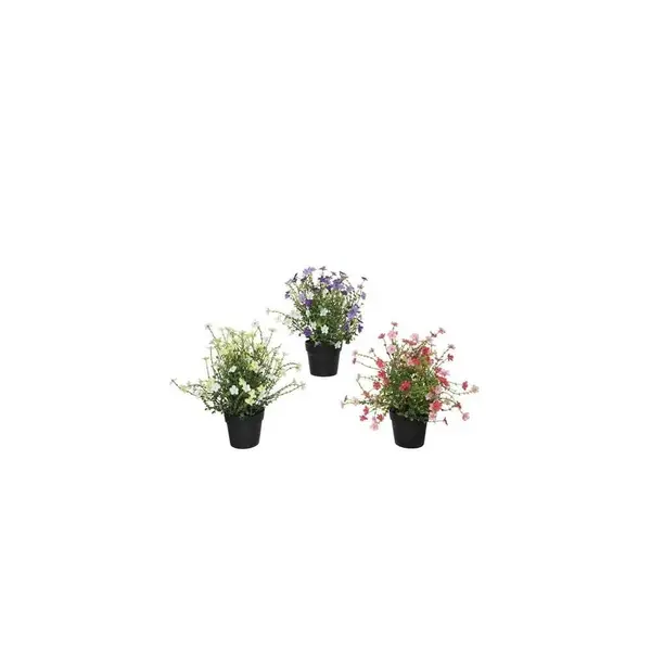 Trio de fleurs artificielles en pot (28cm)