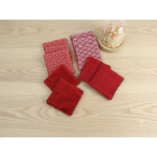 10 lingettes en coton et éponge de bambou + son panier de rangement