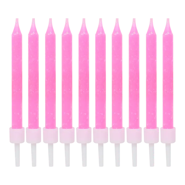 Lot de 10 Bougie Anniversaires en cire fuchsia - SkyLantern.fr