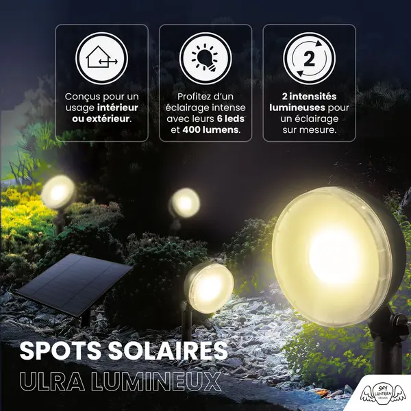 Spot LED Extérieur x4 avec panneau solaire inclus