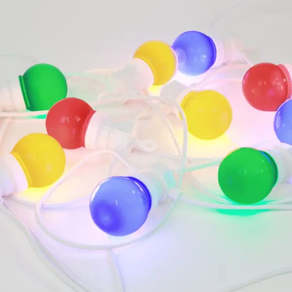 Rallonge Guirlande Guinguette Bulbes Multicolores Cable Blanc 3m