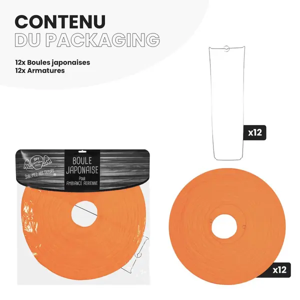 Lot de 12 Boules Japonaises Corail 50 cm - SkyLantern.fr
