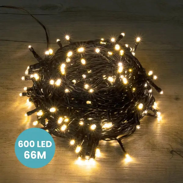 Guirlande Lumineuse Blanc Chaud 66M Câble Noir - SkyLantern.fr