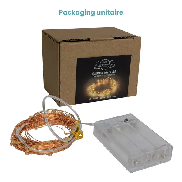 Guirlande Micro Led Cuivre 80 Leds Blanc Chaud - SkyLantern.fr
